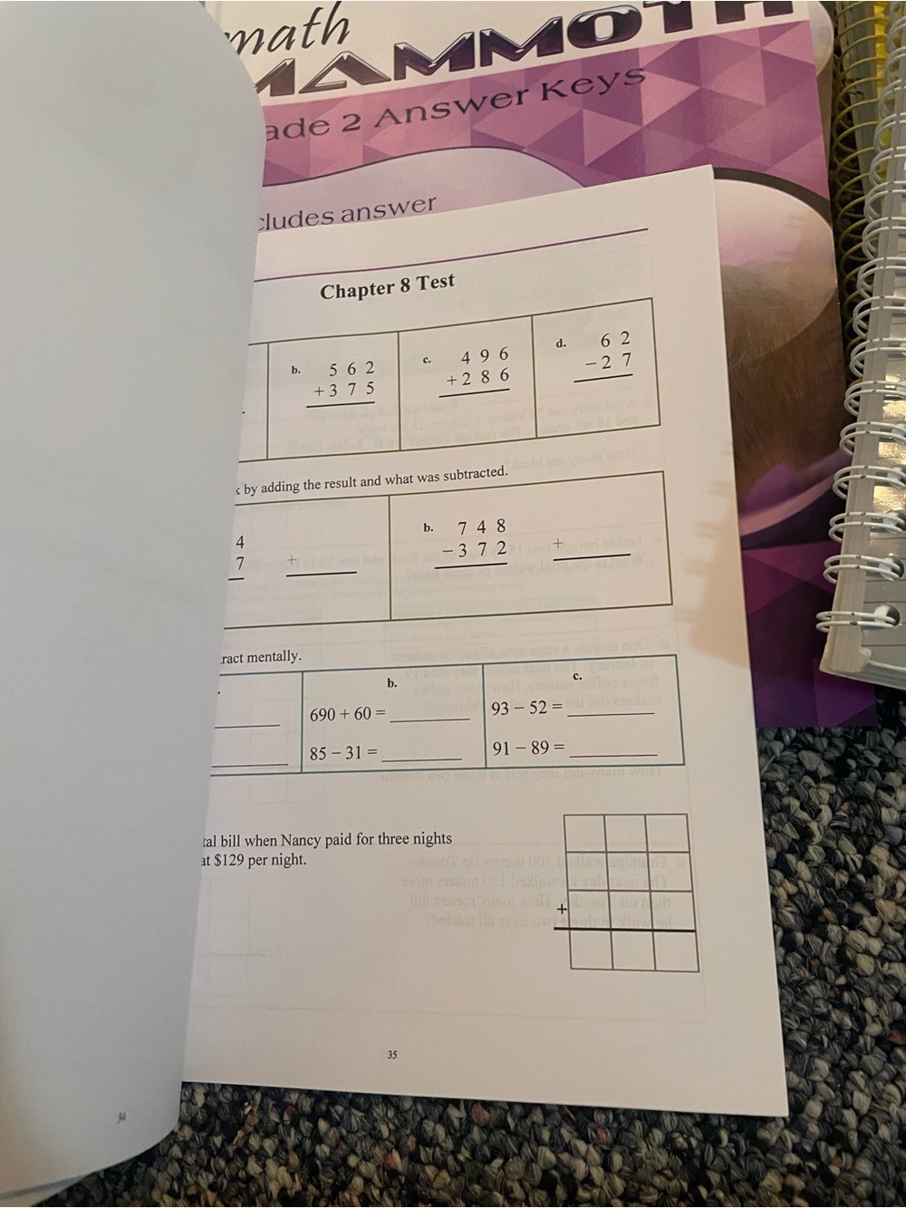 Homeschool Math Bundle - Three Test Sheets Used - Picture 3 of 14
